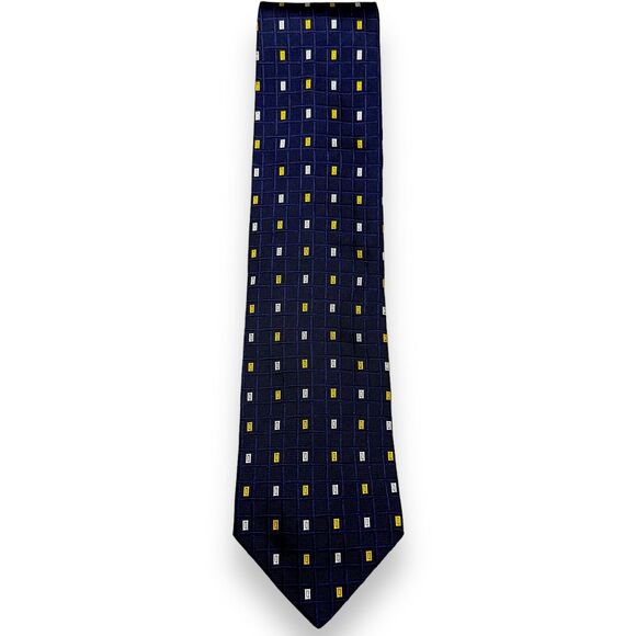 Tutto Matto Mens Silk Dress Tie Made in Italy Yellow Geometric Pattern 59 3.75 - Picture 5 of 10
